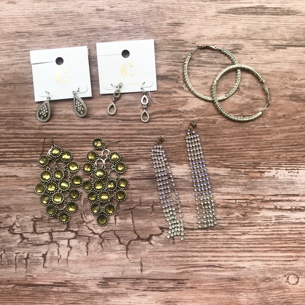 Bundle 5 pairs crystal rhinestones party earrings